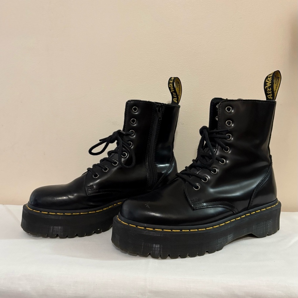 Dr. Martens Jadon Platform Boots Black Polished Smooth Women’s 10 / Men’s 9